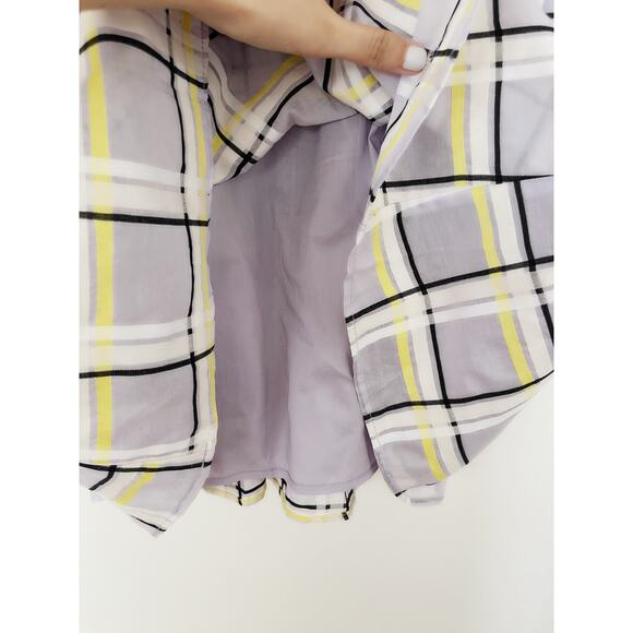 STINE GOYA NWT Samantha Plaid Cotton Silk Mini Dress in Lilac Size 2/4 - Picture 9 of 14